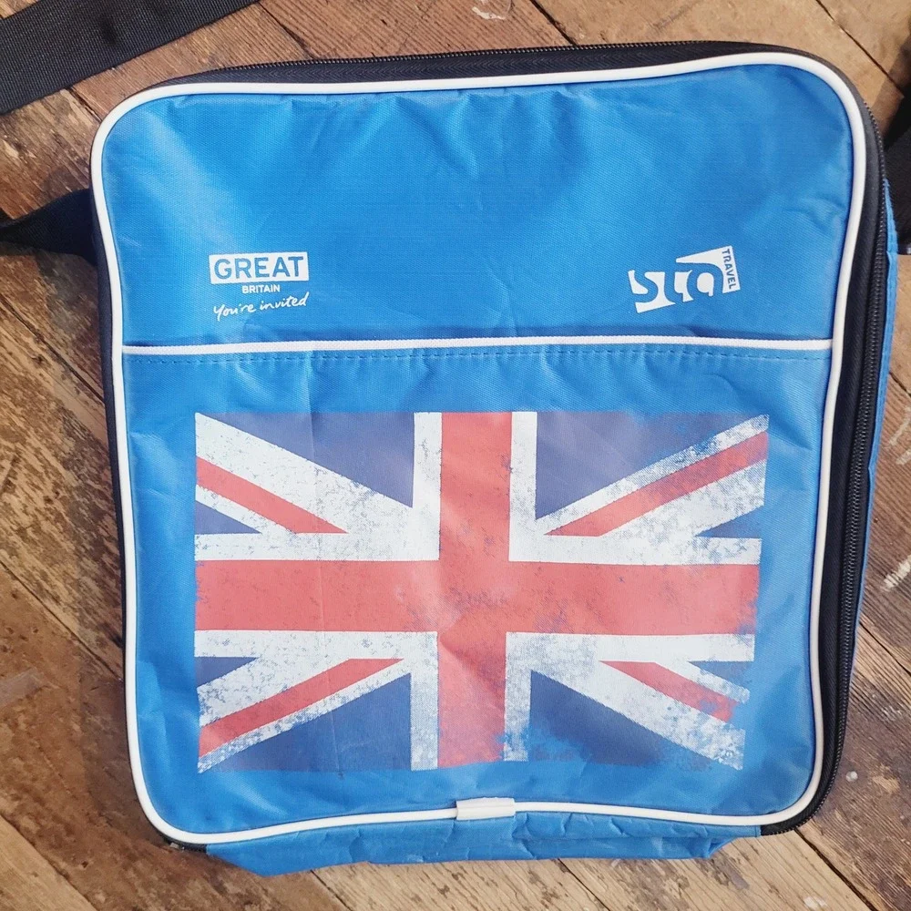 STA‎ Travel Great Britain Union Jack Blue Crossbody Messenger Bag Travel Satchel